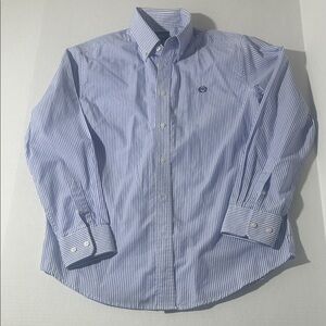 Ralph Lauren Blue and White Striped Button Down Shirt